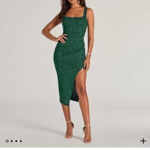 Courtney Formal Glitter Wrap Midi Dress